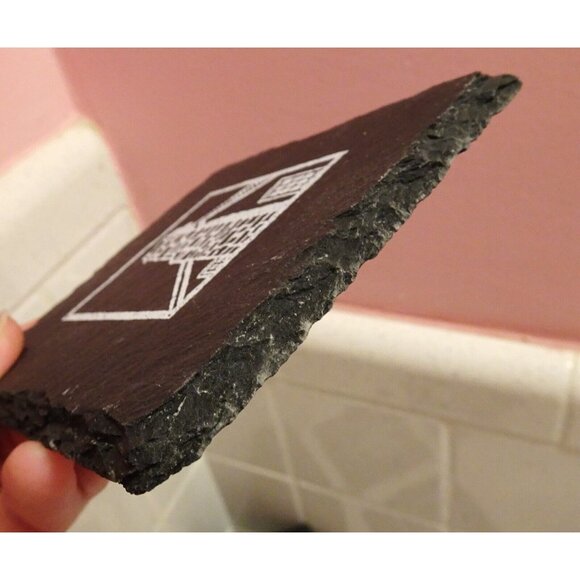 Vintage Black Slate Coasters Cottage Chimney retro rustic barware - Picture 7 of 9